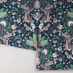 Jungle Symphony Wallpaper • Midnight Blue • Rolls