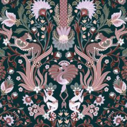 Jungle Symphony Wallpaper • Teal • Swatch