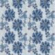 French Floral Wallpaper - Indigo Ivory Stripe - Swatch