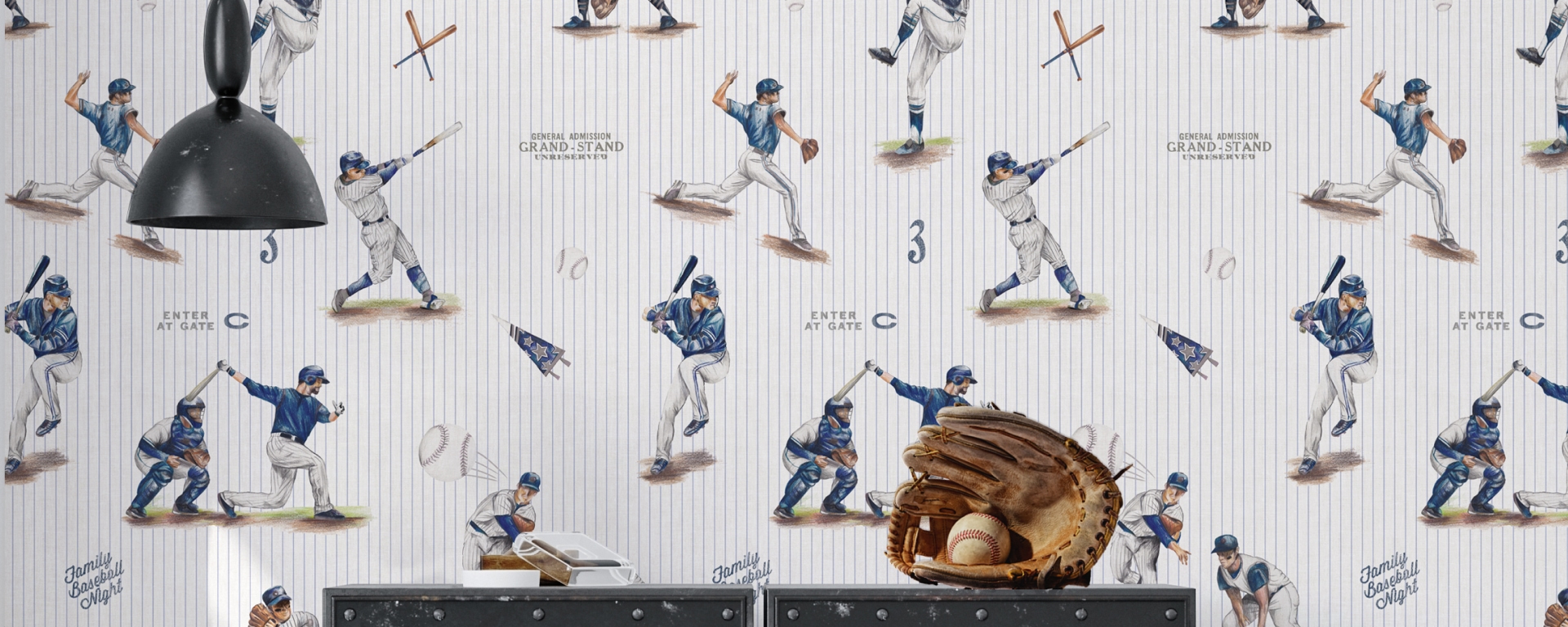Baseball Wallpaper • Milton & King Studio