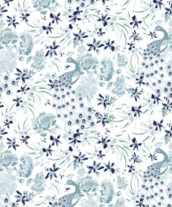 Maeve Oliver - Peonies Peacock - Bosco Blue
