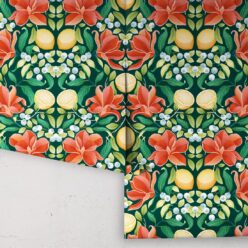 Lemons & Magnolia - Scarlet Forest Green