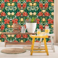 Lemons & Magnolia - Scarlet Forest Green
