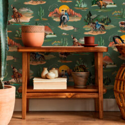 Frontier Wallpaper - Colorway: Evergreen - Insitu