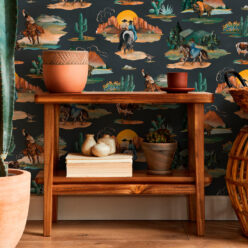 Frontier Wallpaper - Colorway: Navy - Insitu