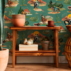 Frontier Wallpaper - Colorway: Turquoise - Insitu