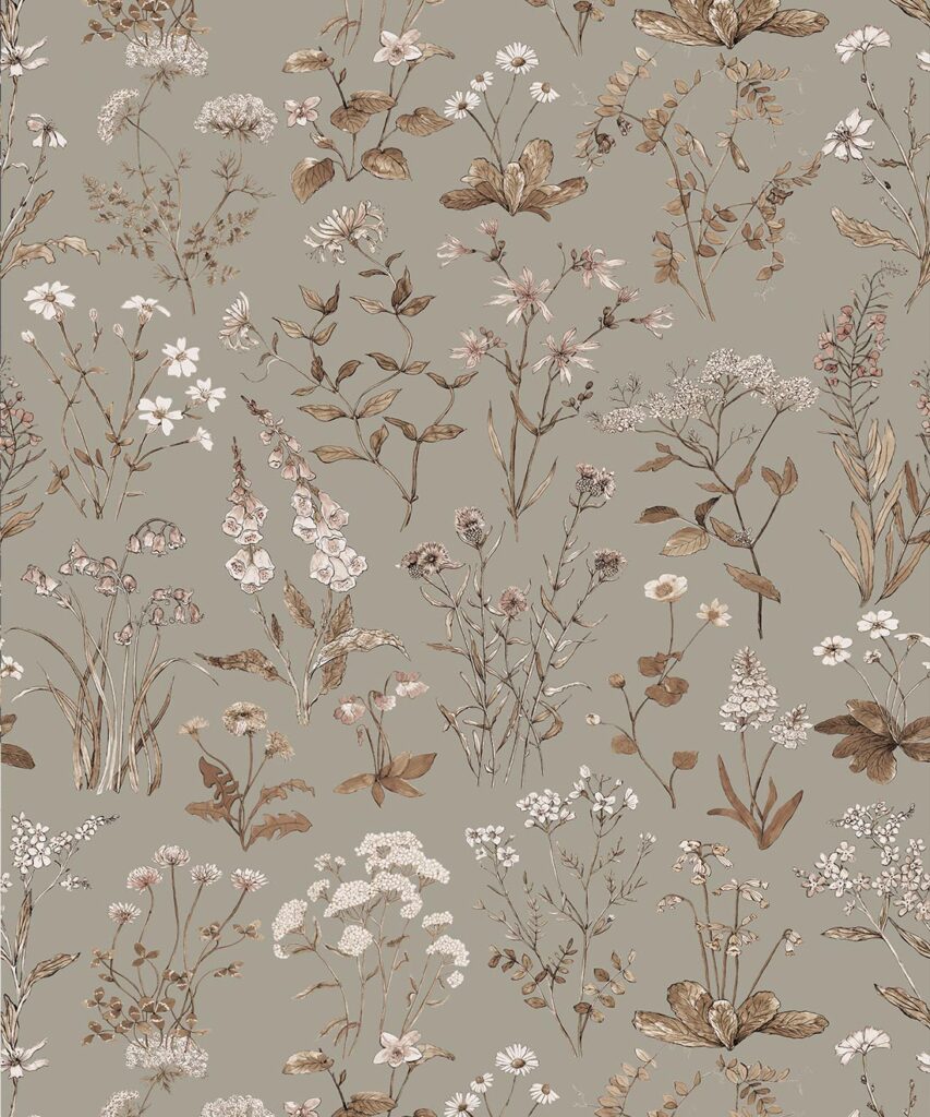 Wallpaper Republic - Colección Floral Emporium - Meadows Antique - French Grey - Swatch