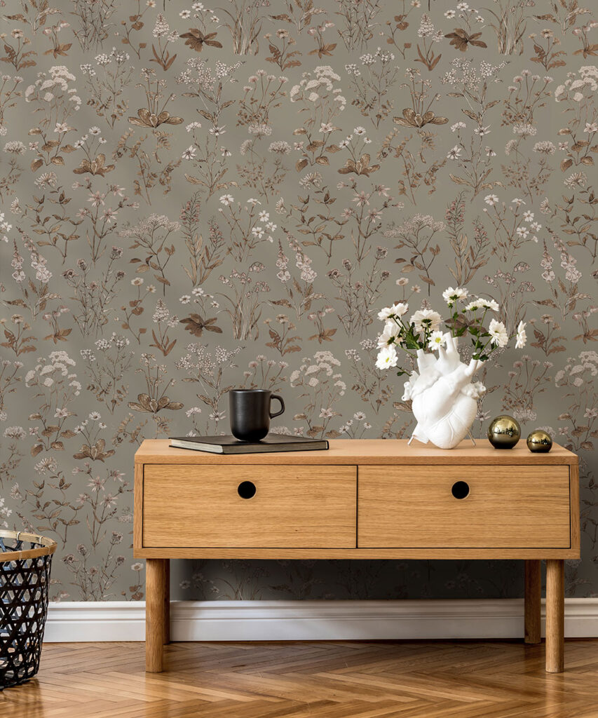 Wallpaper Republic - Colección Floral Emporium - Meadows Antique - French Grey - Insitu