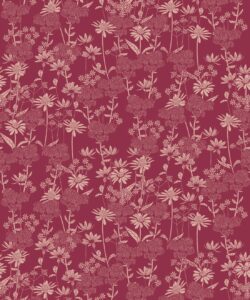 In Bloom Collection - Wallpaper Republic - London Street Flowers Wallpaper - Colorway: Burgundy - Swatch