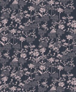 In Bloom Collection - Wallpaper Republic - London Street Flowers Wallpaper - Colorway: Deep Blue - Swatch
