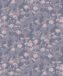 In Bloom Collection - Wallpaper Republic - London Street Flowers Wallpaper - Colorway: Steel Blue - Swatch