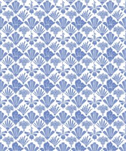 In Bloom Collection - Wallpaper Republic - Fanned Flowers Wallpaper - Colorway: Blue - Swatch