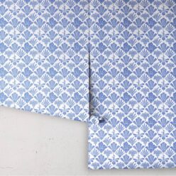 In Bloom Collection - Wallpaper Republic - Fanned Flowers Wallpaper - Colorway: Blue - Rolls