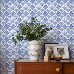 In Bloom Collection - Wallpaper Republic - Fanned Flowers Wallpaper - Colorway: Blue - Insitu