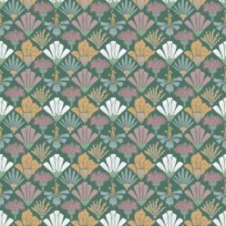 In Bloom Collection - Wallpaper Republic - Fanned Flowers Wallpaper - Colorway: Forest Green - Swatch