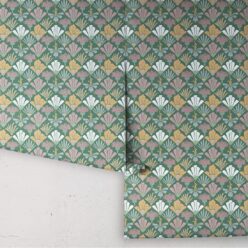 In Bloom Collection - Wallpaper Republic - Fanned Flowers Wallpaper - Colorway: Forest Green - Rolls