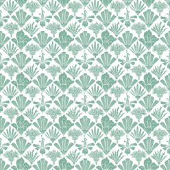 In Bloom Collection - Wallpaper Republic - Fanned Flowers Wallpaper - Colorway: Green - Swatch