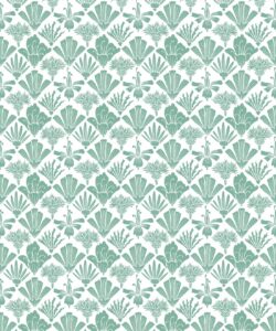 In Bloom Collection - Wallpaper Republic - Fanned Flowers Wallpaper - Colorway: Green - Swatch