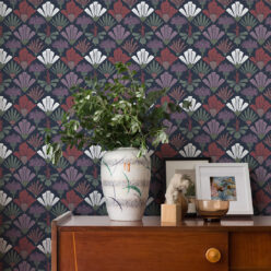 In Bloom Collection - Wallpaper Republic - Fanned Flowers Wallpaper - Colorway: Night - Insitu