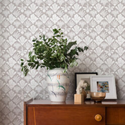 In Bloom Collection - Wallpaper Republic - Fanned Flowers Wallpaper - Colorway: Taupe - Insitu