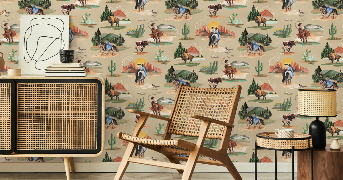 Papier peint Western Vintage Cowboy et chevaux Wallpapers4Beginners