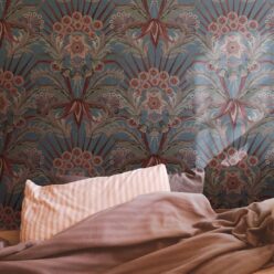 Morning Flowers Wallpaper - Colorway: Cornflower - Insitu