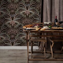 Morning Flowers Wallpaper - Colorway: Espresso - Insitu