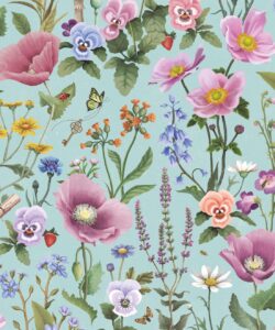 Garden of Dreams Wallpaper - Fleur Harris - Enchanted Gardens Collection - Colorway: Crystal Blue - Swatch