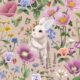 Garden of Bunnies Wallpaper - Fleur Harris - Enchanted Gardens Collection - Colorway: Autumn Taupe - Swatch