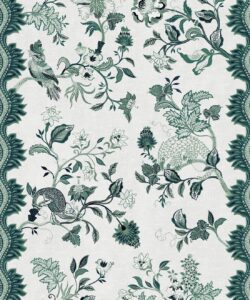 Fantasia Wilds Wallpaper - Wallpaper Republic - von Iryna Ruggeri - Kollektion Nature's Tapestry - Farbverlauf: Jade - Swatch