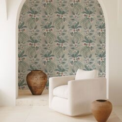 Hibiscus at Double Bay Wallpaper - Bethany Linz - My Sydney Collection - Colourway: Whitewash - Insitu