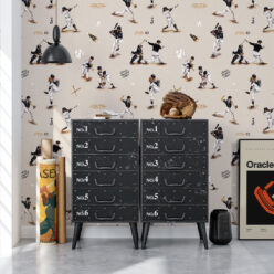 Milton & King Studios • Baseball Wallpaper • Orange Nation • Bedroom