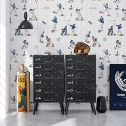 Milton & King Studios • Baseball Wallpaper • Pinstripes • Bedroom