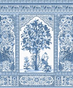Pavilion Mural - Collection Palace Grove - M&K Studio - Swatch - Colorway : Sapphire