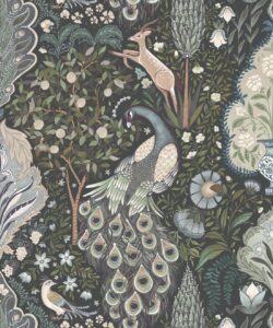 Papier peint Peacock Garden - Palace Grove Collection - M&K Studio - Swatch - Colorway : Olive