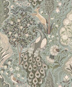 Papier peint Peacock Garden - Palace Grove Collection - M&K Studio - Swatch - Colorway :Egg Duck