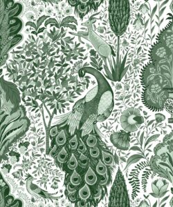 Papier peint Peacock Garden - Palace Grove Collection - M&K Studio - Swatch - Colorway : Emerald