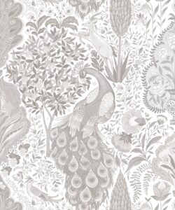 Papier peint Peacock Garden - Palace Grove Collection - M&K Studio - Swatch - Colorway : Ivory