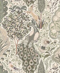 Papier peint Peacock Garden - Palace Grove Collection - M&K Studio - Swatch - Colorway : Lin