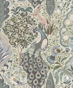Papier peint Peacock Garden - Palace Grove Collection - M&K Studio - Swatch - Colorway : Periwinkle