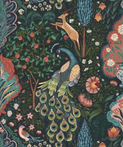 Papier peint Peacock Garden - Palace Grove Collection - M&K Studio - Swatch - Colorway : Topaz