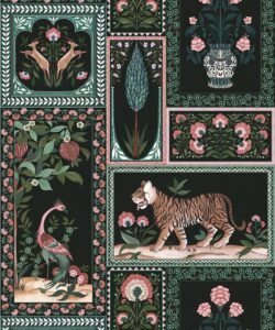 Papier peint Courtyard - Palace Grove Collection - M&K Studio - Swatch - Colorway : Jewel