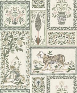 Papier peint Courtyard - Palace Grove Collection - M&K Studio - Swatch - Colorway : Lin