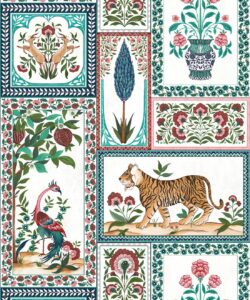 Papier peint Courtyard - Palace Grove Collection - M&K Studio - Swatch - Colorway : Ruby