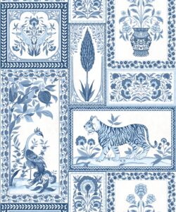 Papier peint Courtyard - Palace Grove Collection - M&K Studio - Swatch - Colorway : Sapphire