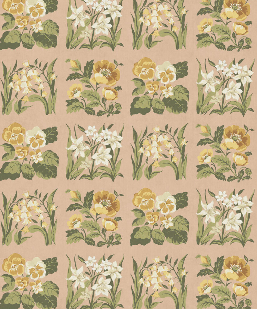 Flower Patch Decorative Textile Wallpaper - Colourway: Rose - Swatch