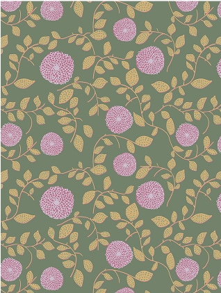 Clash Happens | Papel Pintado Mary Lennox | Color: Lavender  y Green | Colección Anything But Basic | Gray Benko x Milton&King | Papel pintado de Mary Lennox
