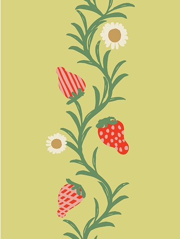 Teoría del color | Papel pintado Strawberry Fields | Combinación de colores: Chartreuse & Red | Colección Anything But Basic | Gray Benko x Milton&King