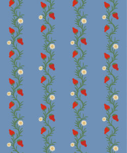 Papel pintado Strawberry Fields | Colorway: Azul y Rojo | Colección Anything But Basic | Gray Benko x Milton&King | Muestra