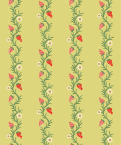 Papel pintado Strawberry Fields | Colores: Chartreuse & Red | Colección Anything But Basic | Gray Benko x Milton&King | Swatch